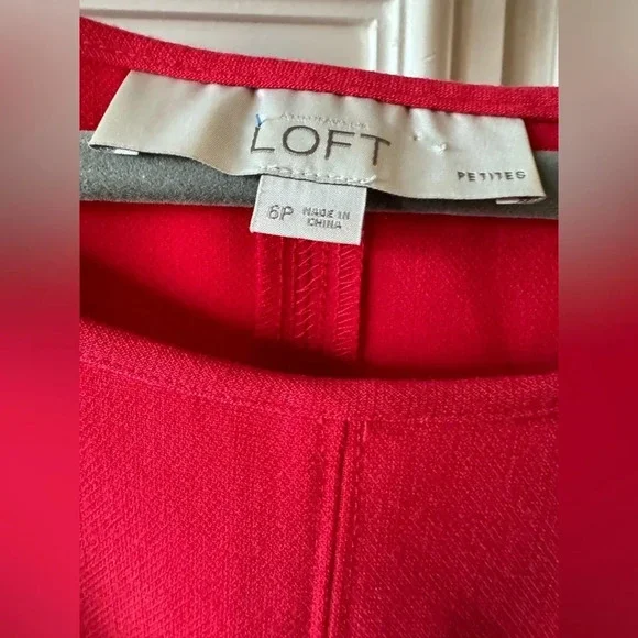Loft Womens Red Round Neck Sleeveless Lined Fit & Flare Dress 6 Petite - Picture 3 of 7